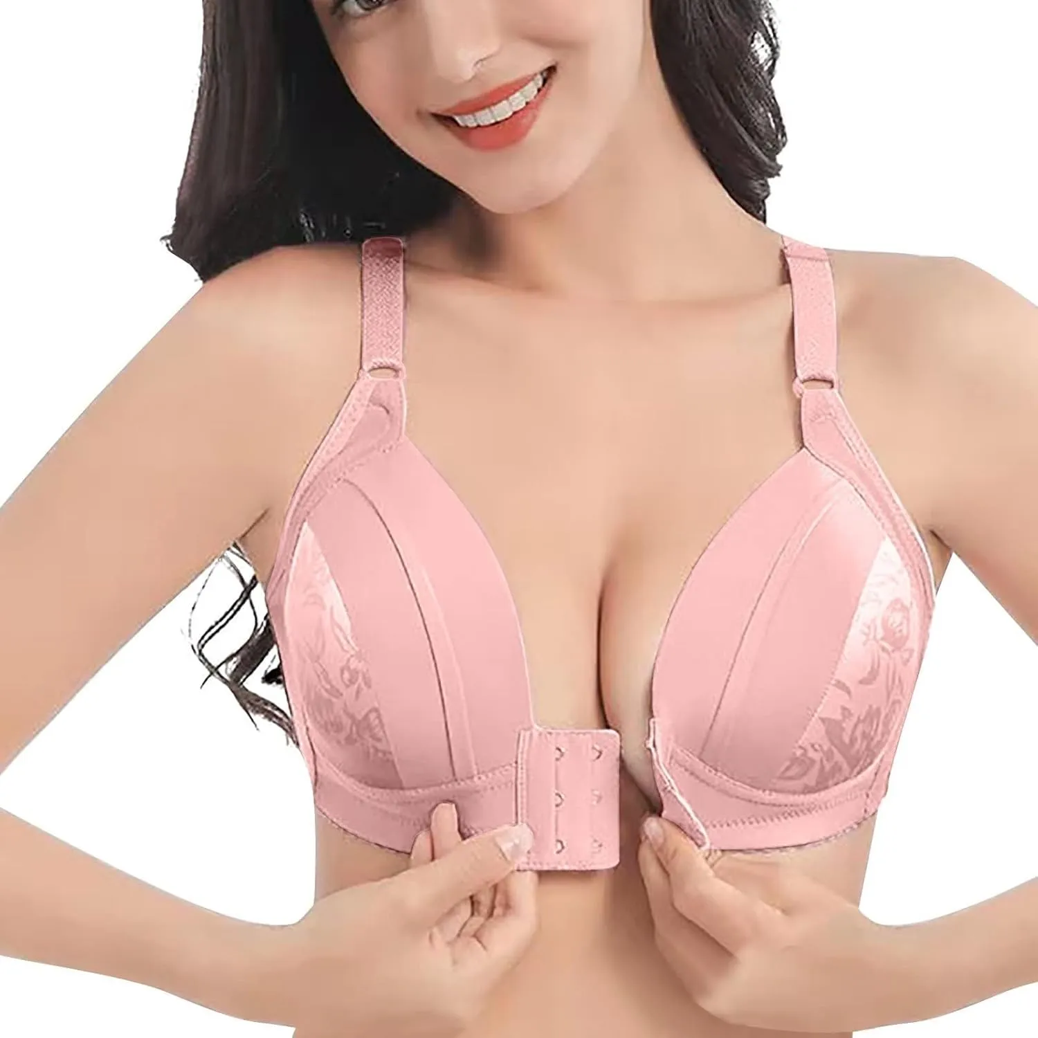 Womens Breathable New Air Bra,Plus Size High Support Ultra-Thin Comfort Padded No Underwire Front Closure Bras