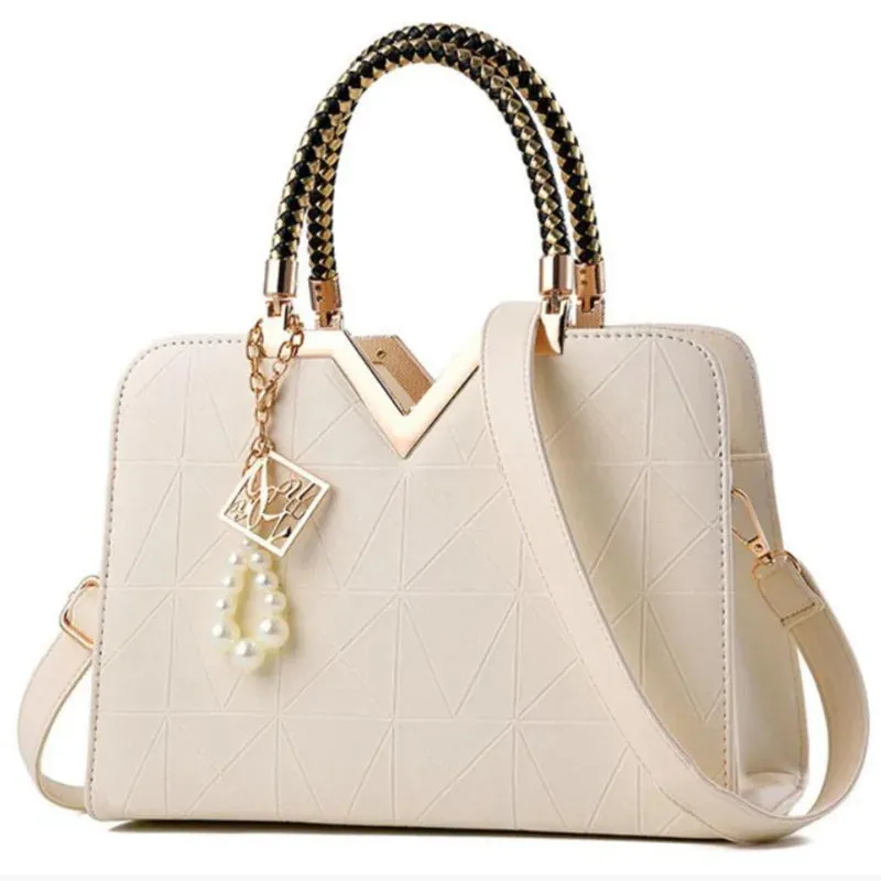 Women's Patchwork PU Leather Handbag - Elegant Office and Casual Shoulder Bag