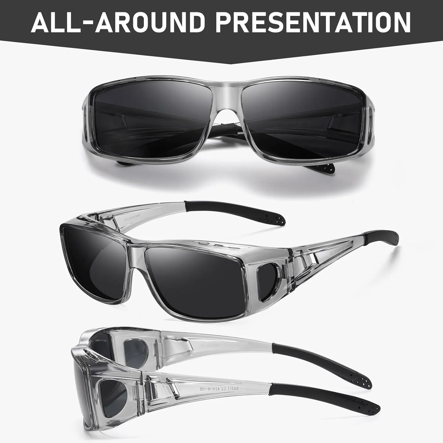 Wzerry Fit Over Glasses Sunglasses for Women Men, Polarized Oversized Sun Glasses for Prescription Glasses UV400 Protection