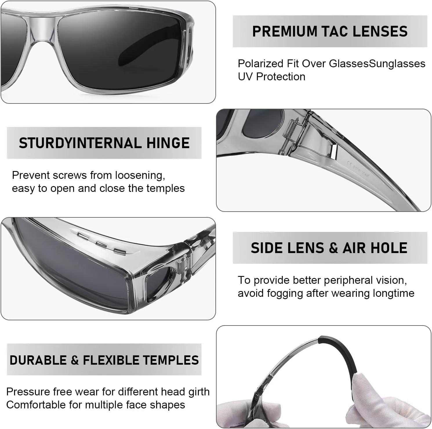 Wzerry Fit Over Glasses Sunglasses for Women Men, Polarized Oversized Sun Glasses for Prescription Glasses UV400 Protection