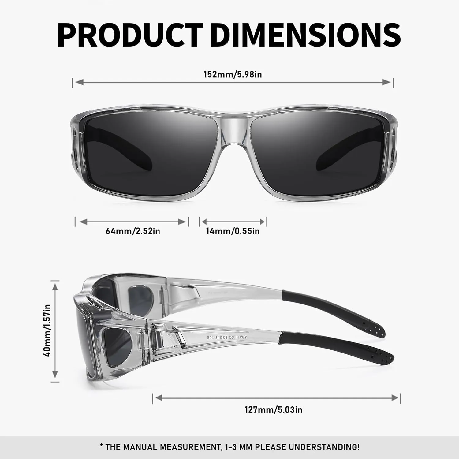 Wzerry Fit Over Glasses Sunglasses for Women Men, Polarized Oversized Sun Glasses for Prescription Glasses UV400 Protection