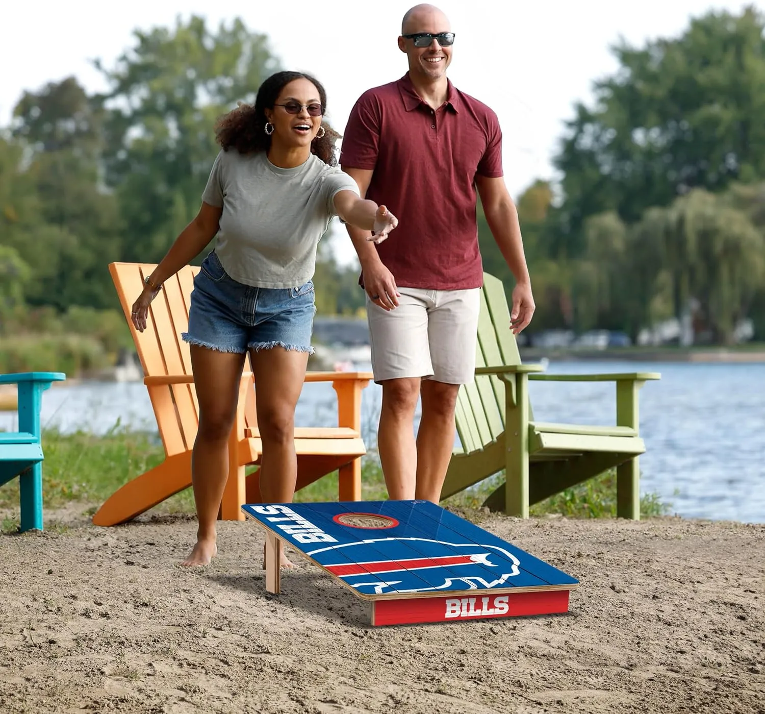 YouTheFan NFL 2 x 3 Wood Cornhole Game with Logo Bags